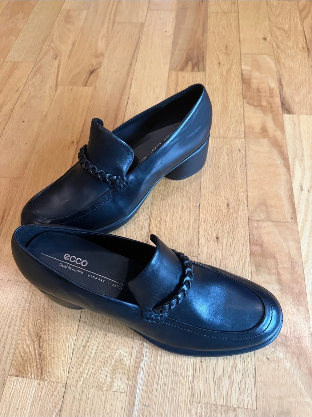 Ecco Black  Braided Leather Loafer